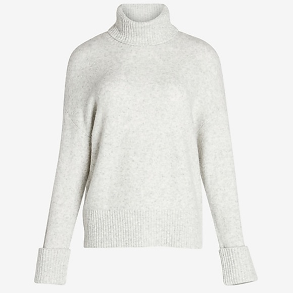 BNWT Express Cozy Knit Ribbed Turtleneck Sweater L Silver Heather Gray - Picture 4 of 12